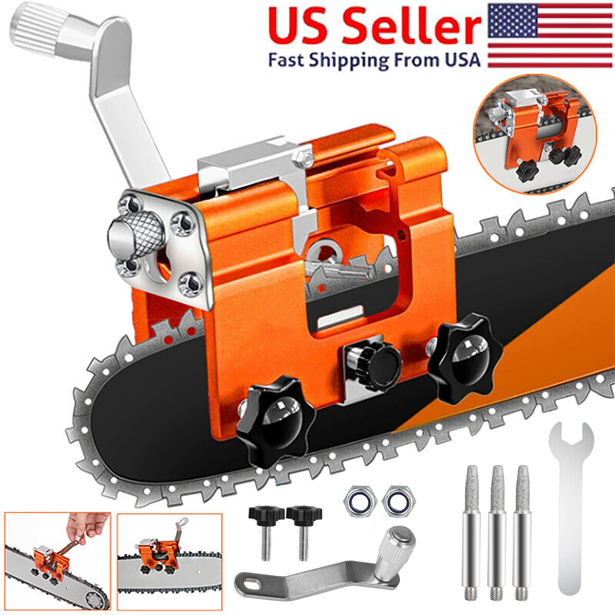 Chainsaw Chain Sharpening Jig Portable Hand Crank Sharpener Tool Set