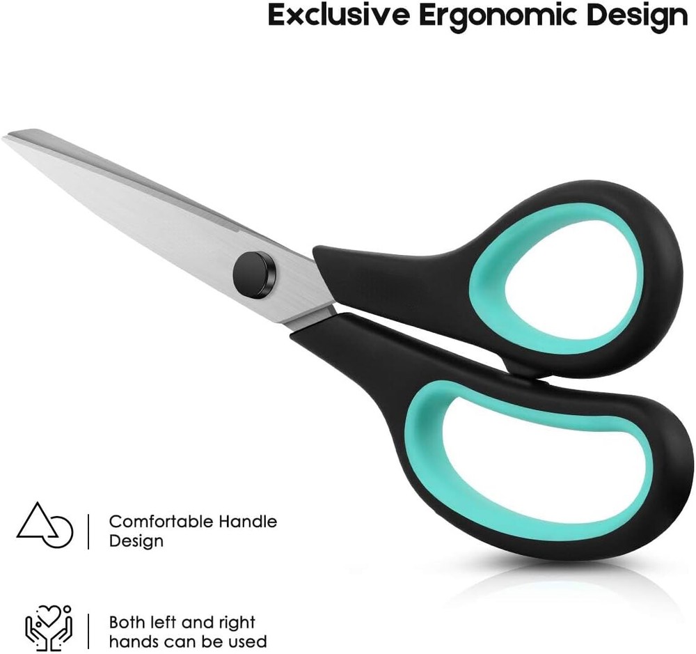 3-Pack 8" Sharp Heavy Duty Scissors for Office Home Sewing Crafts