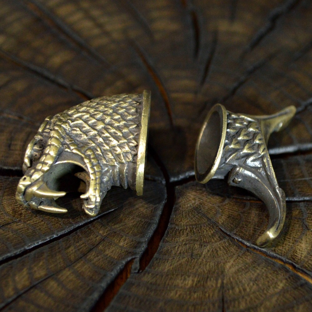 Set Basilisk unique solid bronze finger guard bolster & pommel for custom knife