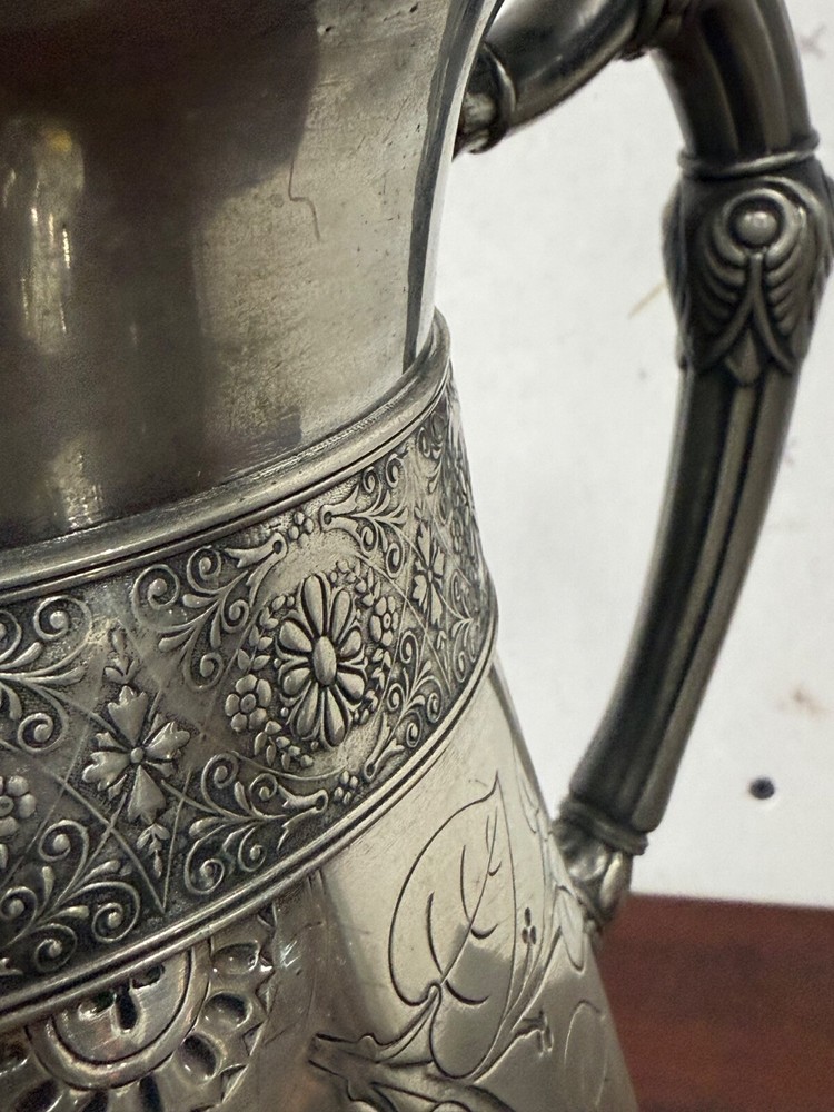 Antique Pitcher Silver Plated aesthetic victorian signed miller