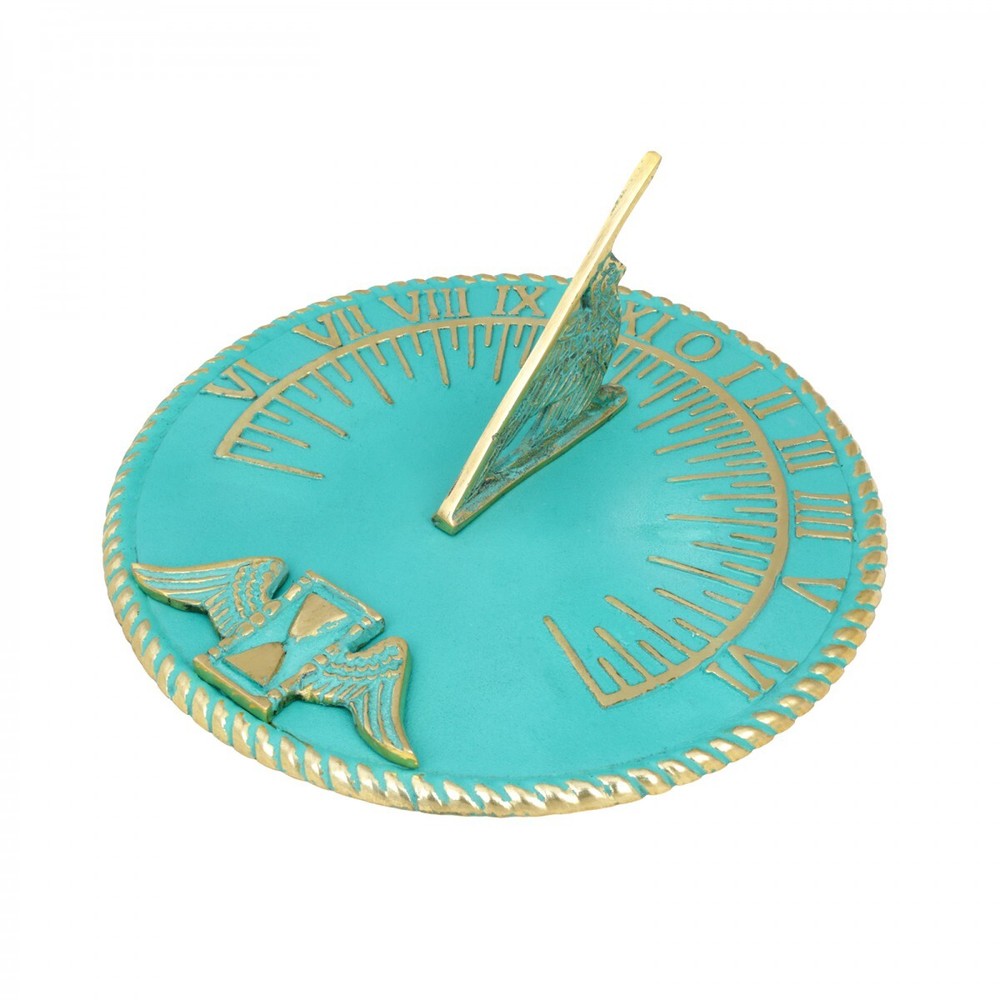 Sundial Verdigris Solid Brass Garden Clock 10'' Diameter Renovators Supply