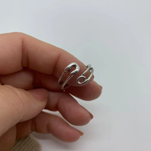 Solid 925 Sterling Silver Band Ring Safety Pin Ring Handmade Ring All Size