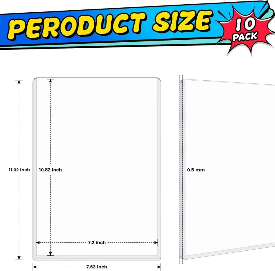 10Ct Current Comic Book Toploader, Hard Crystal Clear Comic Book Sleeves, Modern