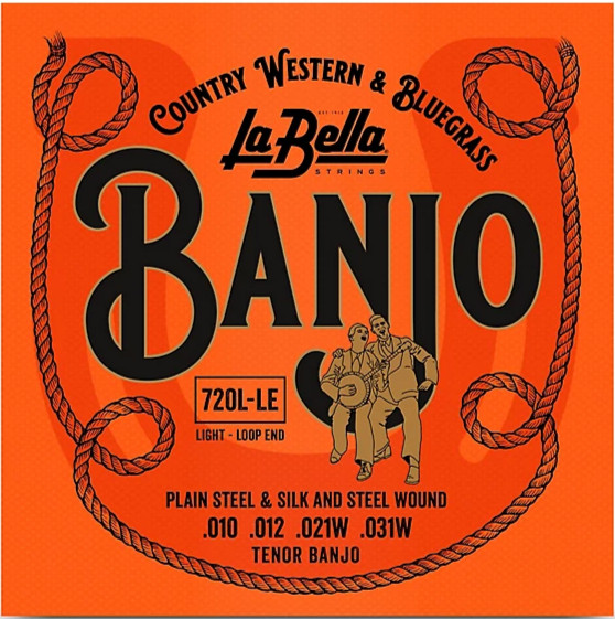 LABELLA TENOR 4-STRING BANJO STRING SET SILK & STEEL WND LOOP END LIGHT 720L-LE