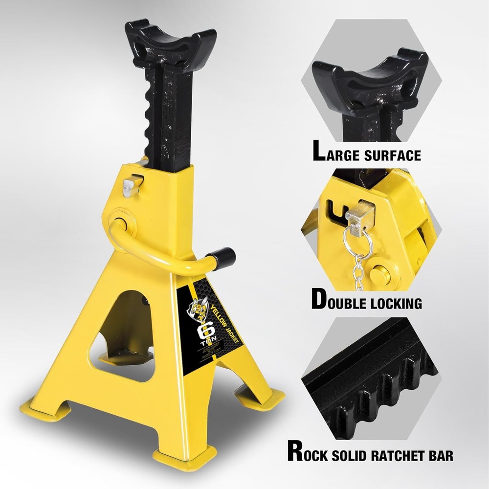 6 Ton Jack Stands with Double Locking & Large Foot Base for Lifting SUVS