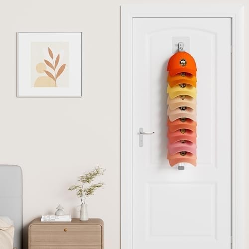 Hat Organizer for Baseball Caps 2Pack, Hat Rack for Wall with Strong Adhesive...