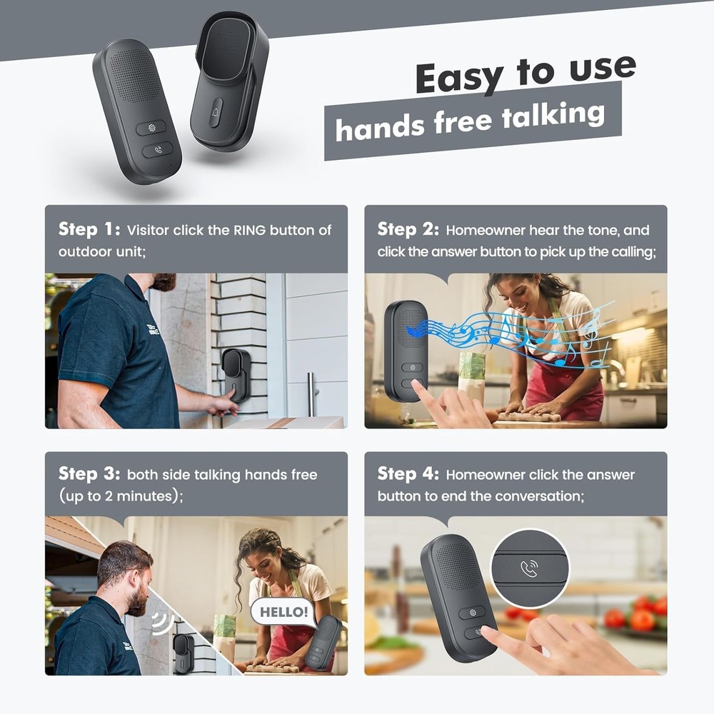 Wireless Doorbell Intercom No Internet needed | Long Range 2way Communication
