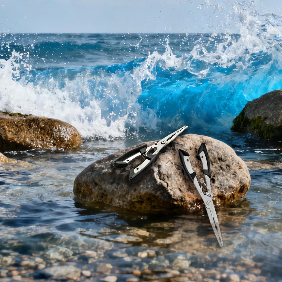 2PCS Stainless Steel Fishing Pliers with Lanyard, HIA Nose Pliers Fishing Hook R