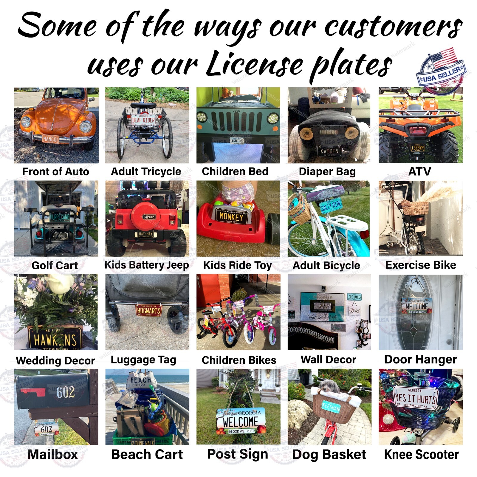 Customize LICENSE PLATE - Any State Any Color Car Auto ATV Motorcycle Wall Bike