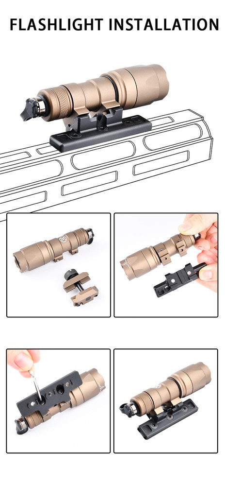 Tactical Flashlight M300 M600 Offset Light Mount KeyMod Mlok Adapter Scout Mount