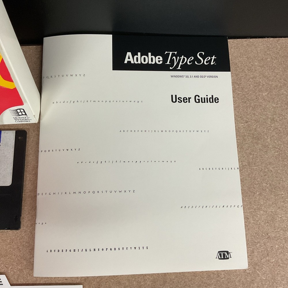 Adobe Type Set Value Pack Big Box PC Software 1990 Adobe