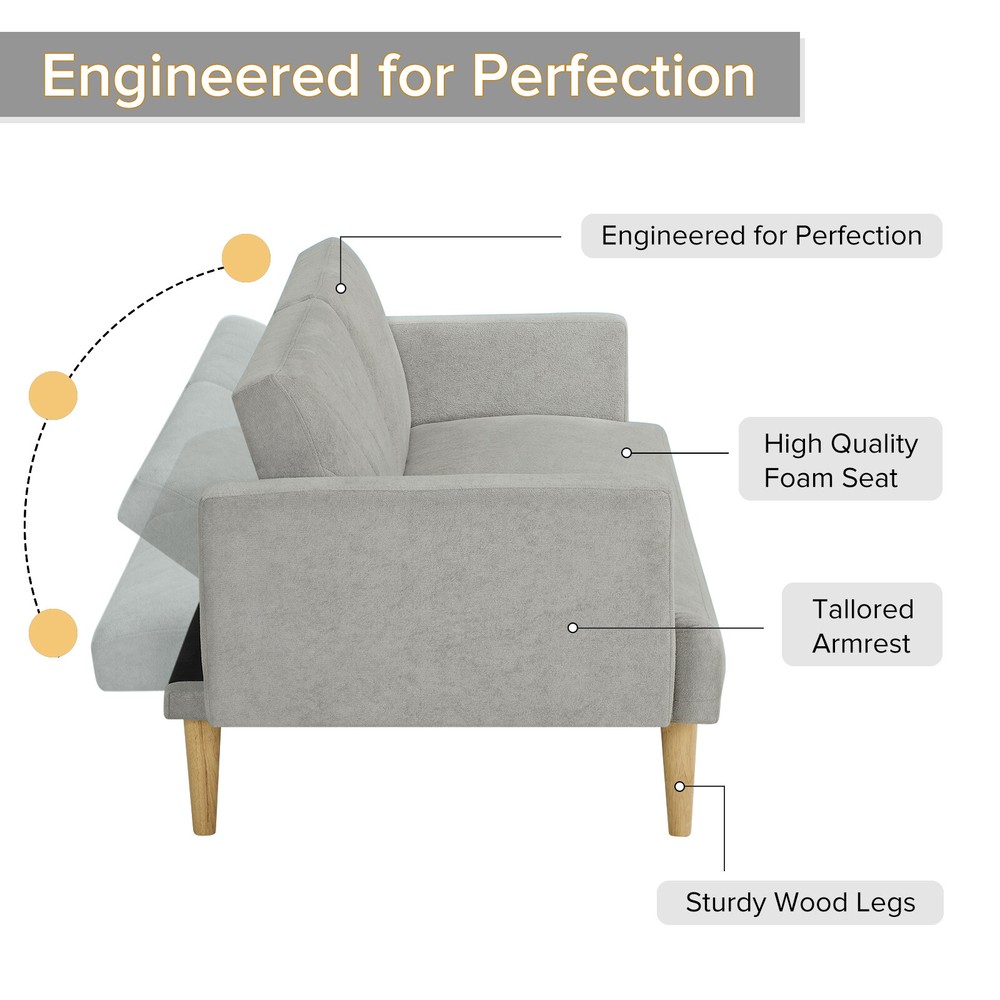 Multi-Functional Futon Sofa Single Bed Sleeper Convertible Couch Foldable Modern