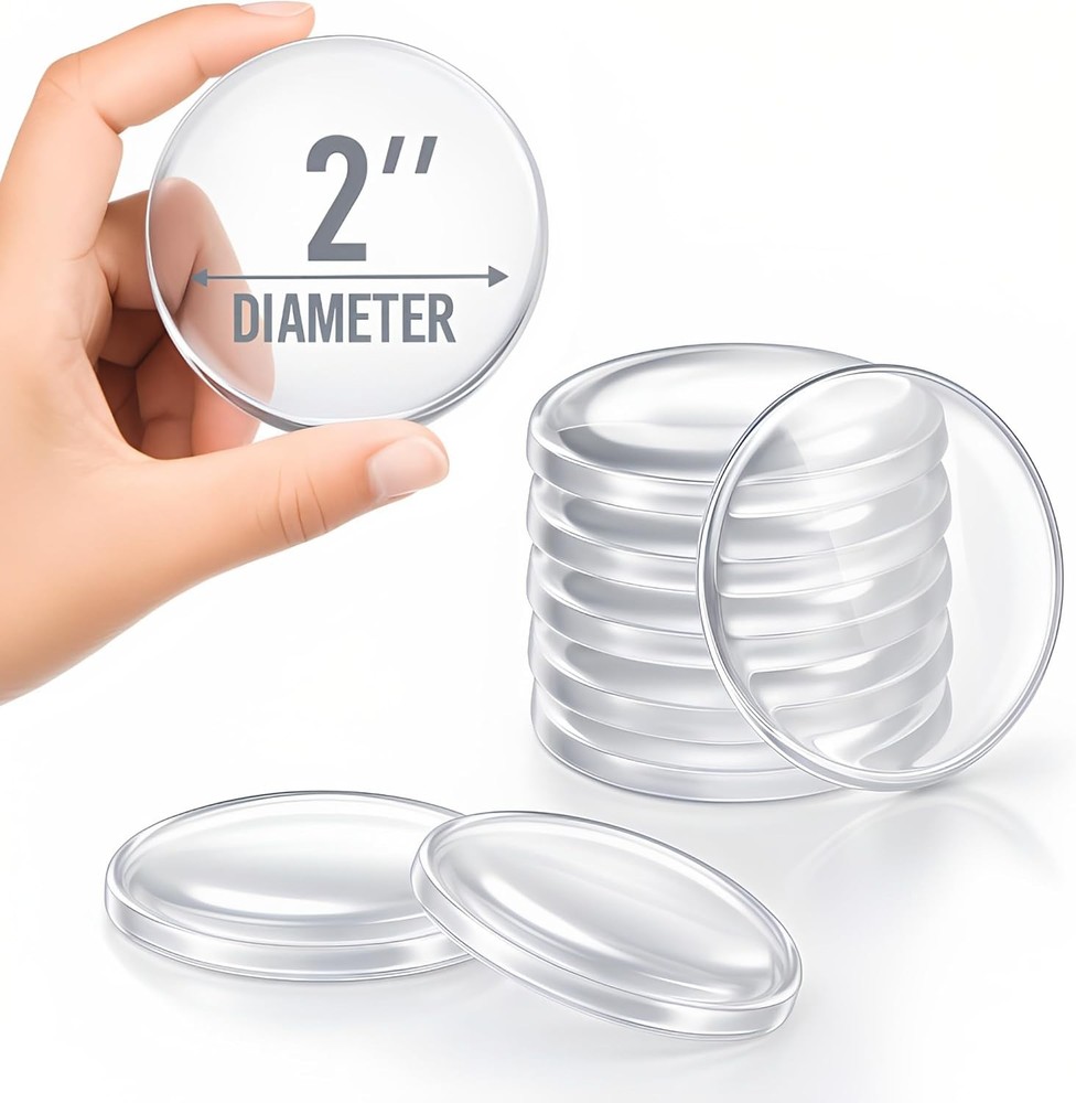 Strongest Door Stoppers for Wall 2" (8 Pack) - Self Medium 2 Pack), Clear