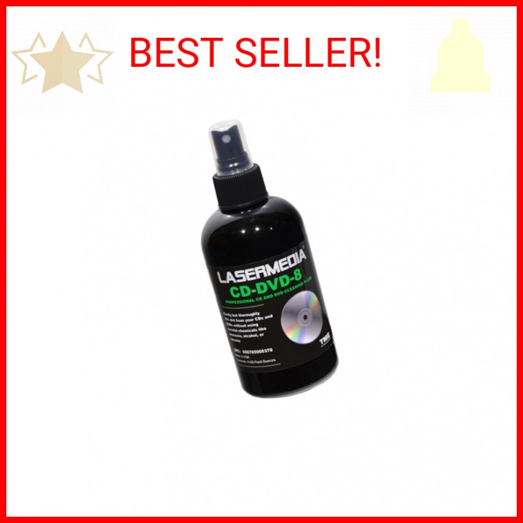 CD DVD Cleaning Solution Fluid (Not a Scratch Remover) 8 Ounce (237 ML) Spray Bo