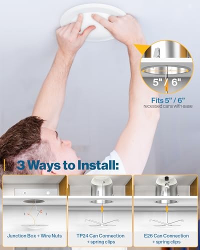 Sunco 6 Inch Disk Lights LED, Flush Mount Disc Recessed Ceiling Can 12 Pack
