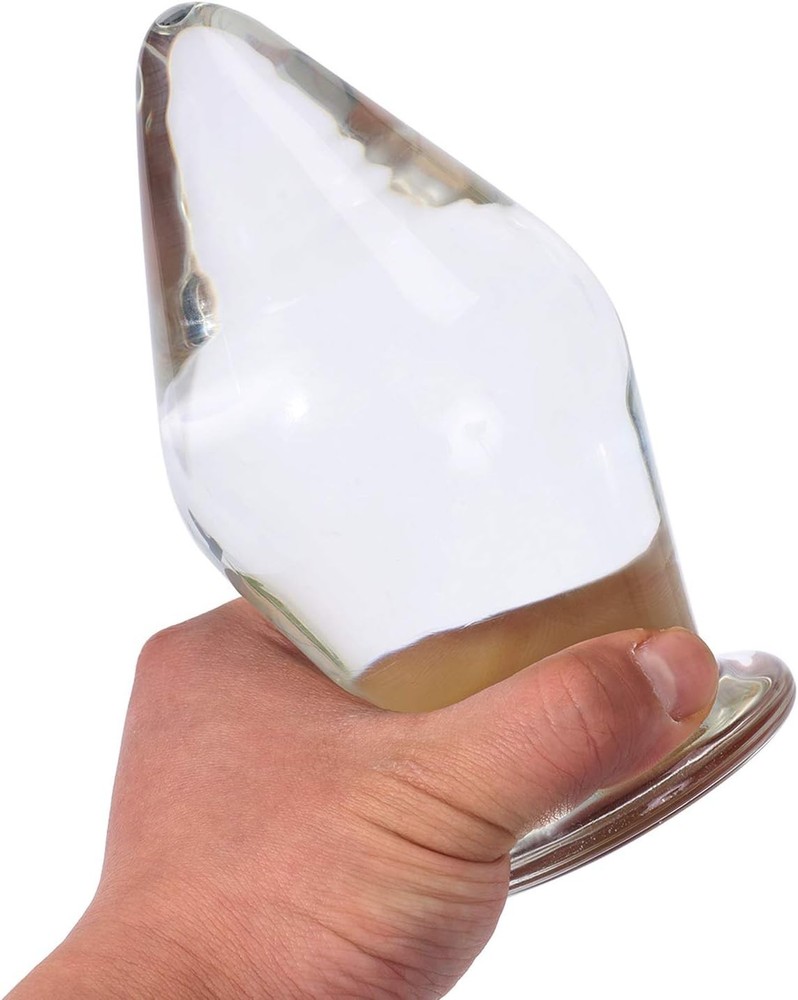 Huge Glass Butt Plug 2XL Clear Borosilicate Anal Expander for Advanced Use