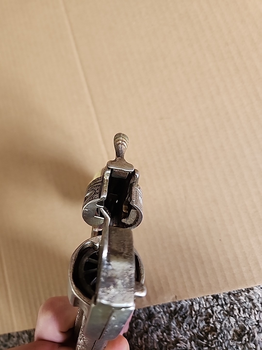 Vintage Hubley Texan 50 Shot Repeating Pistol Cap Replica TOY Gun Longhorn Grip