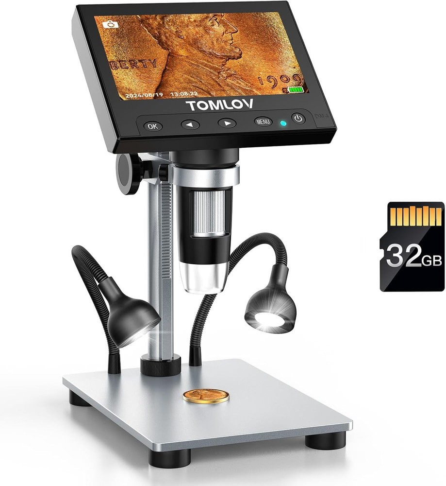 TOMLOV 1000X Error Coin Microscope Digital Microscope Camera 4.3" LCD Screen USB