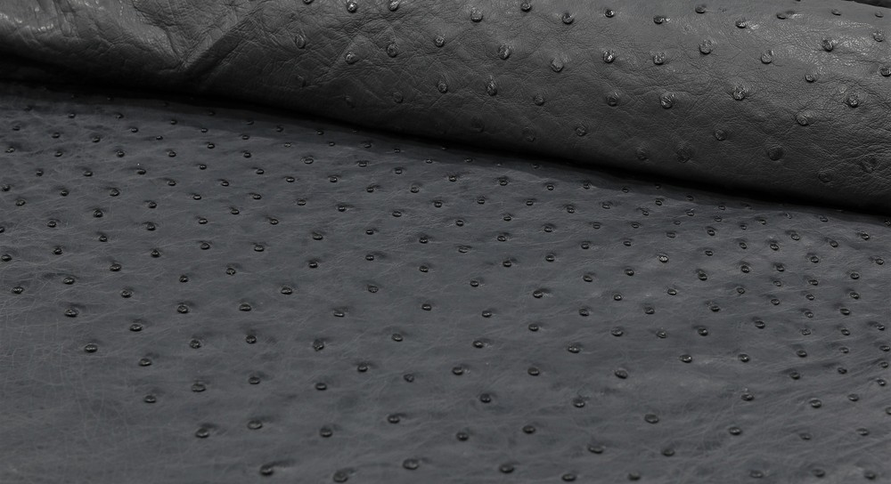 Ostrich Leather Hide Charcoal Gray SF