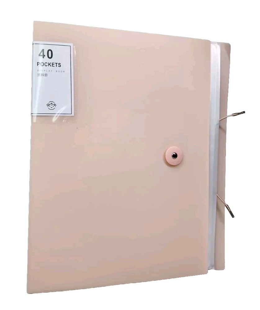 A4 40 Pocket Fixed Insert Cover Display Book Strong Quality, Pink