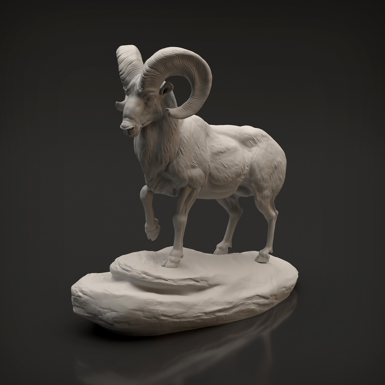Big Horn Ram 3D Printed Resin Model RR Diorama Unpainted Wildlife Animals Decor