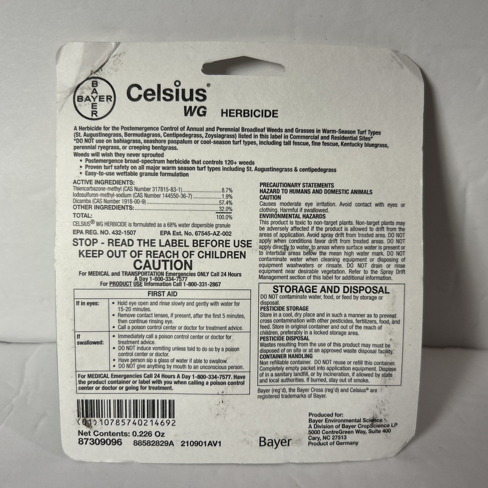 Celsius Herbicide Single dose 0.226 oz Easy Mix Packet Post Emergent