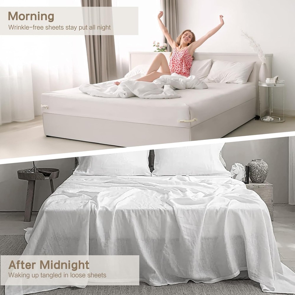 Holders for Fitted Sheets – 4 Pack Heavy Duty ABS+Silicone Lock Straps, Keep ...