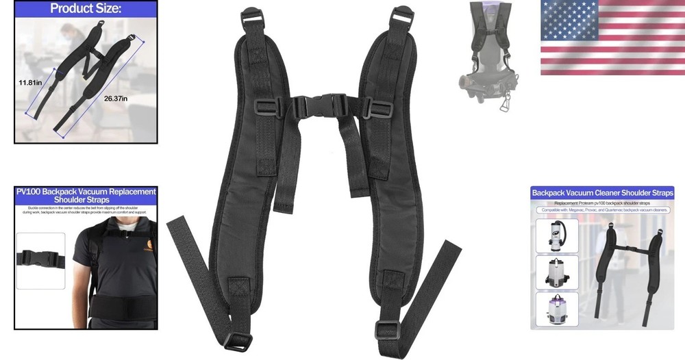 Adjustable Nylon Backpack Vacuum Shoulder Straps - Lightweight & Durable