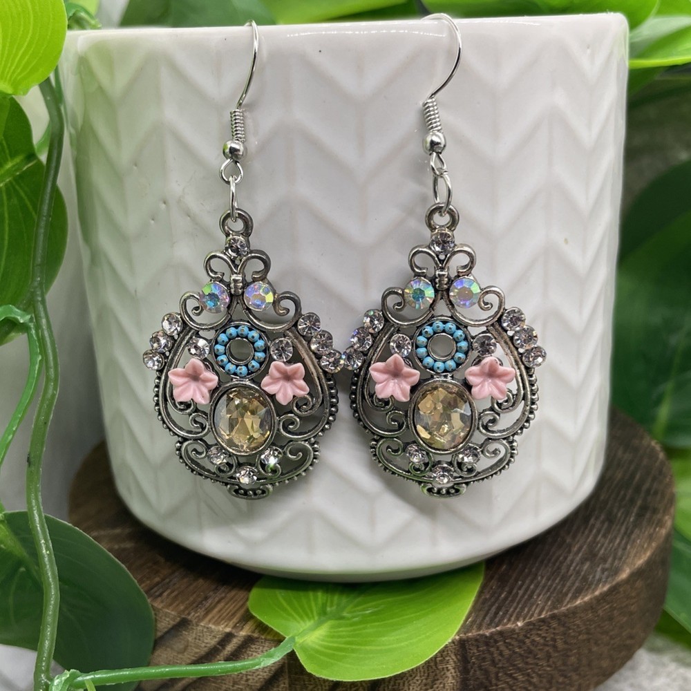 2” Silver-tone Rhinestone Boho Drop Dangle Earring Set  New Free Ship B7923