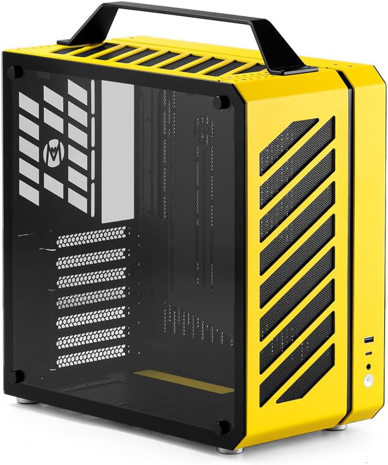 C34 Compact ATX Case with Carry Handle, Portable Desktop Computer Chassis, Suppo