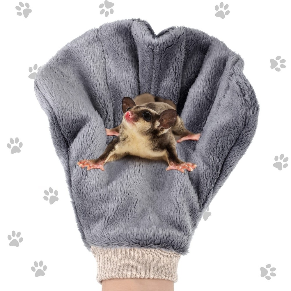 2 Pcs Sugar Glider Bonding Mitt, Calming Sleeping Glove, Bite Small, Gray