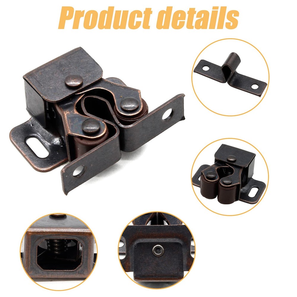 4 Pack Double Roller Catch with Spear Heavy Duty Cabinet Closet Doors Roller ...