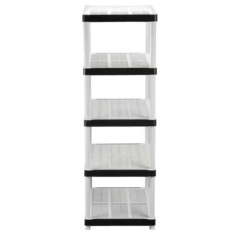 5-Tier Easy Assembly Multi-Purpose Plastic Garage Storage Shelving Unit in Gray