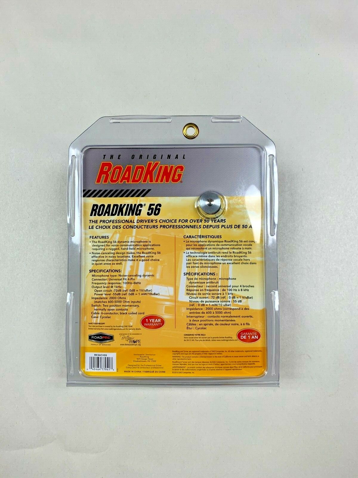 RoadKing RK56CHSS Chrome 4-Pin Dynamic Noise Canceling CB Mic with Chrome Cord