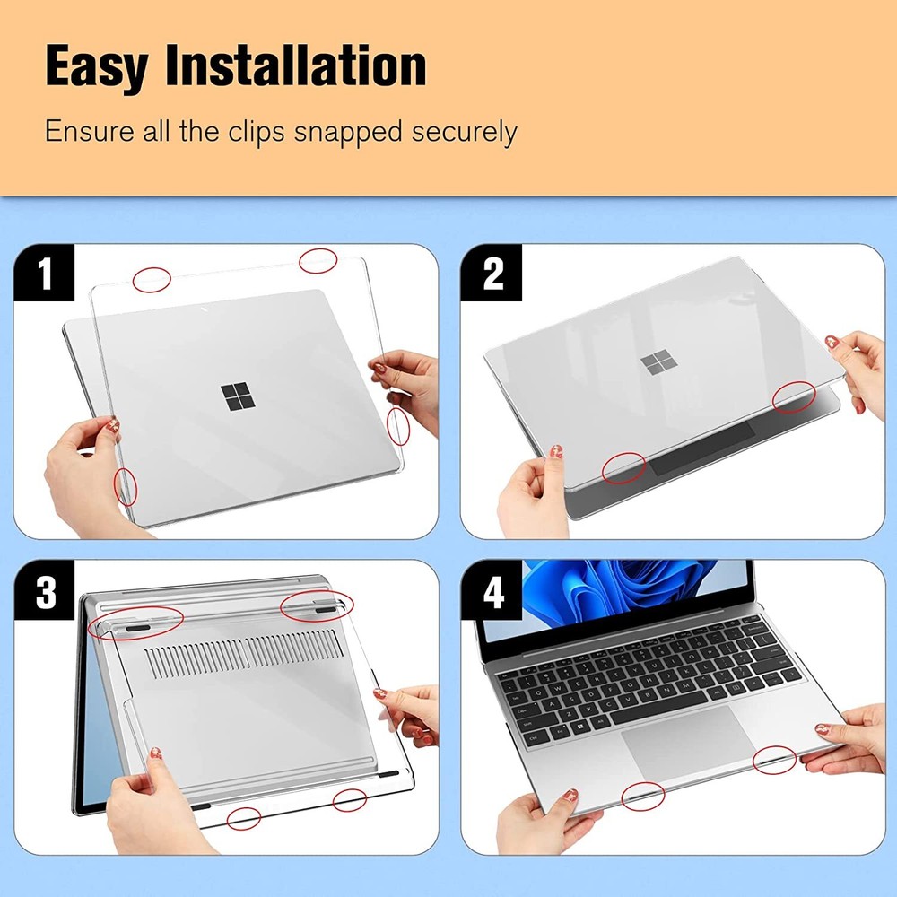 Protective Case for 12.4" Microsoft Surface Laptop Go 2 (2022) Hard Shell Cover