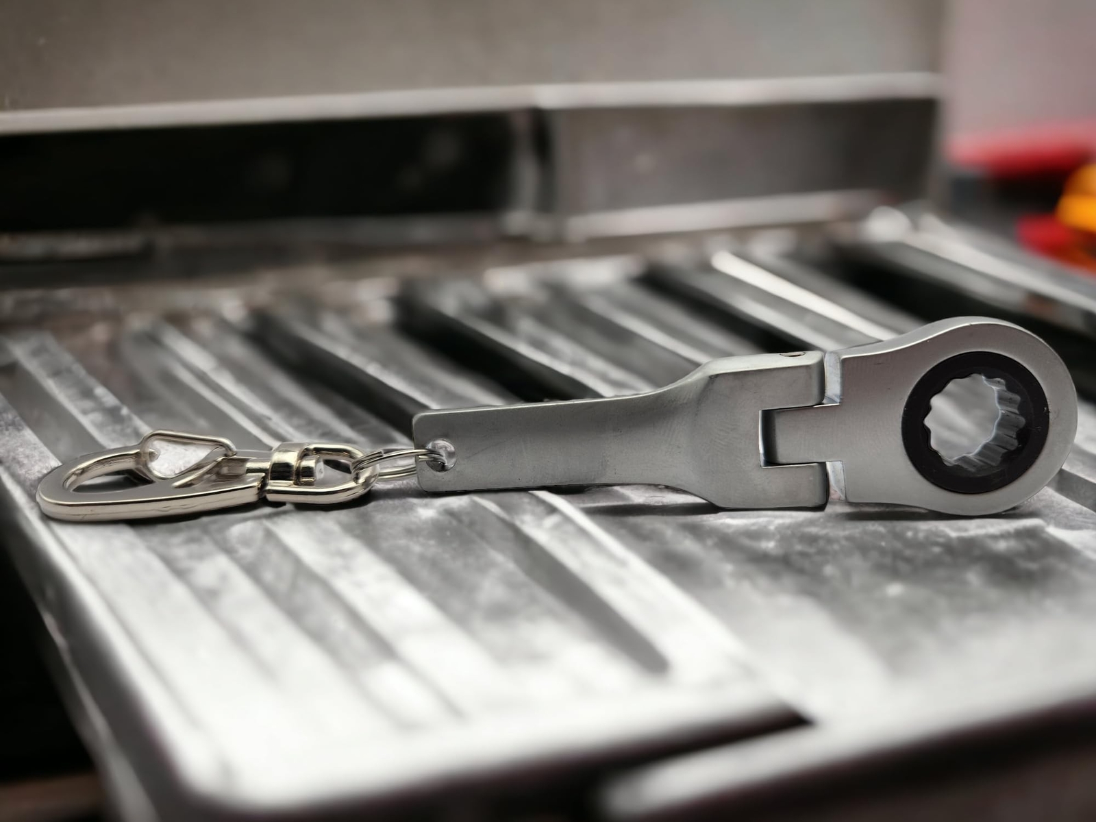 2 PACK 10mm Ratchet Wrench Keychain Flex Head Key Ring Stubby Micro Wrench