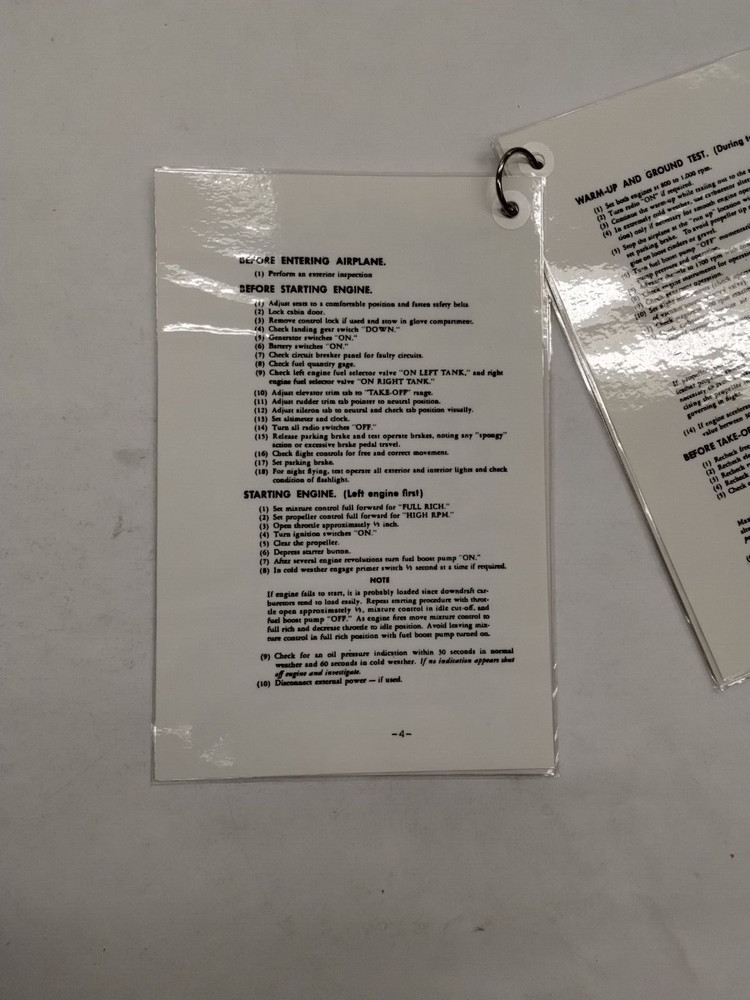 Cessna 310 Checklist (Laminated)-Copy