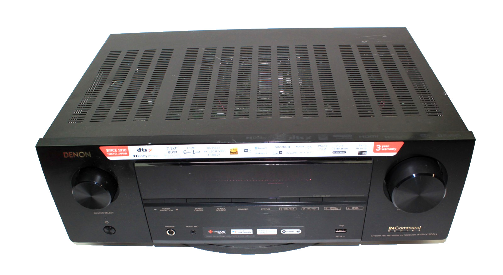 Denon AVR-X1700H 7.2-Channel Network A/V Receiver AS IS Grounded
