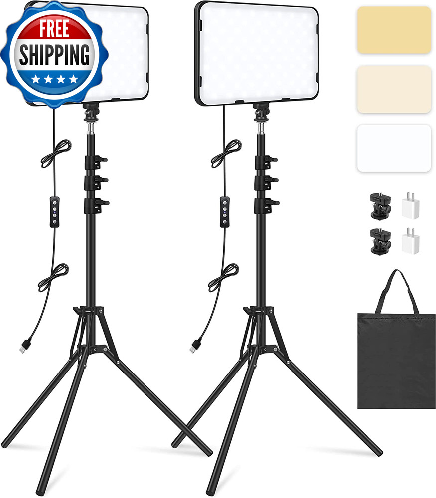 2 Pack LED Video Light with 63 Tripod Stand 2500 8500K Dimmable...