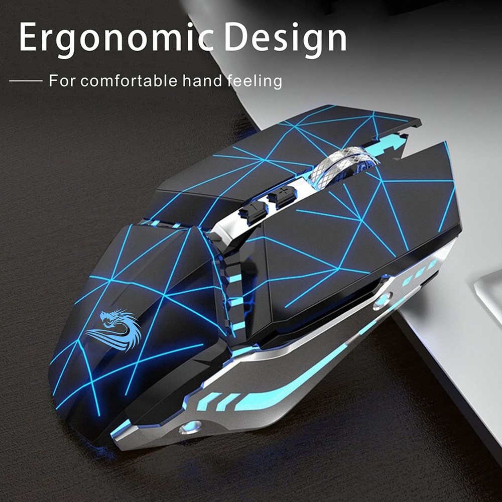 T12 Wireless Gaming Mouse Rechargeable, 2.4G Silent Optical Wireless Computer...