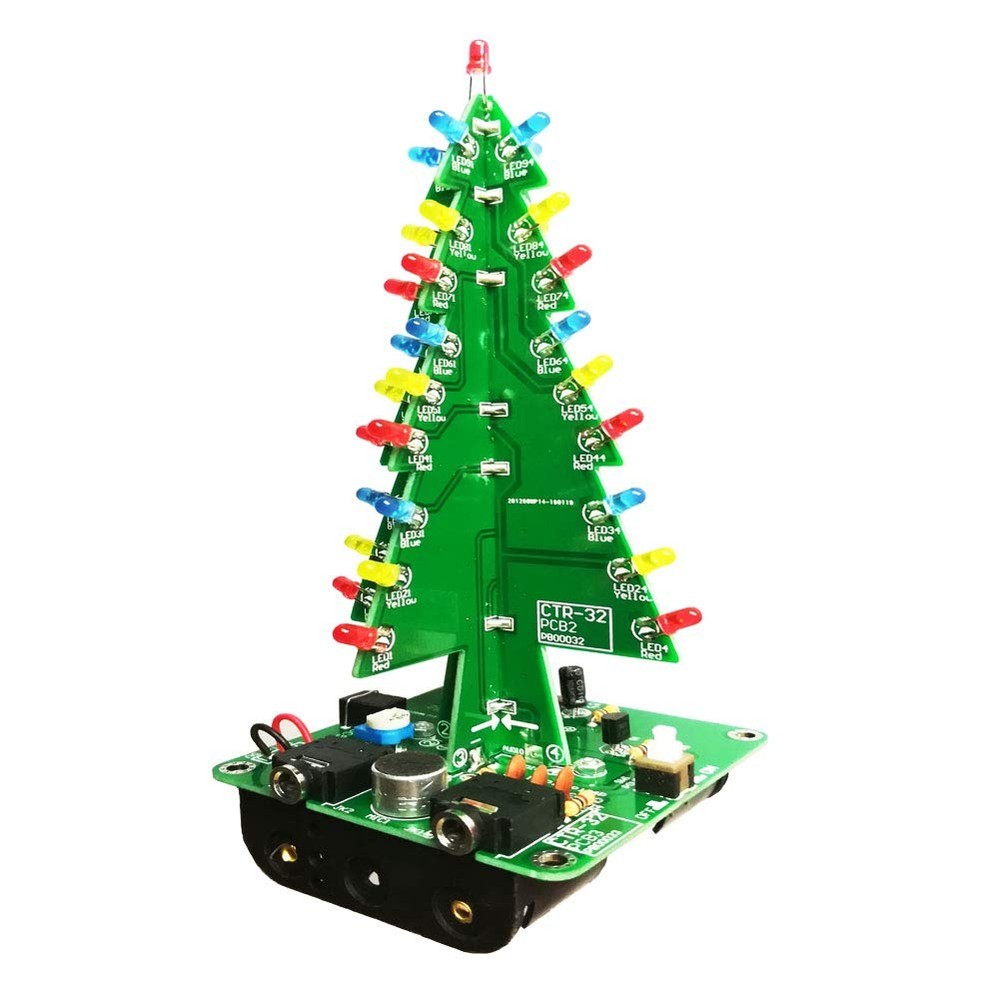 Audio Controlled 3D LED Flashing Christmas Tree DIY Kits Soldering Practice E...