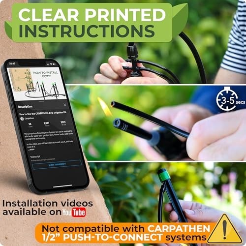 Complete Drip Irrigation System for Garden & Raised Beds - Easy Setup, Adjustabl