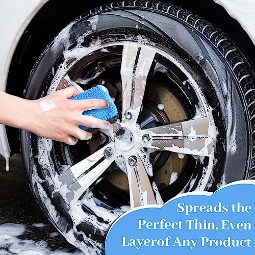 24 Pcs 3.5 x 1.5 x 1.5 Inch Car Wax Applicator Pad Rectangular Microfiber Blue