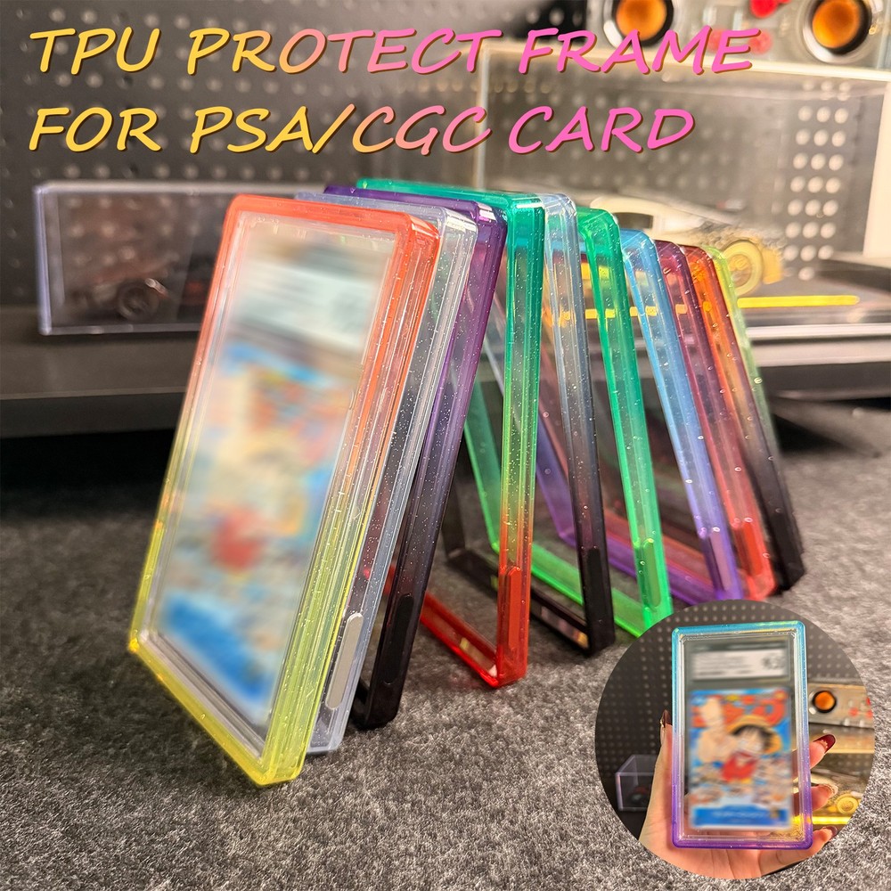 Gradient Colors Graded Card Slab Protector Glitter TPU Bumper For PSA/CGC 35PT