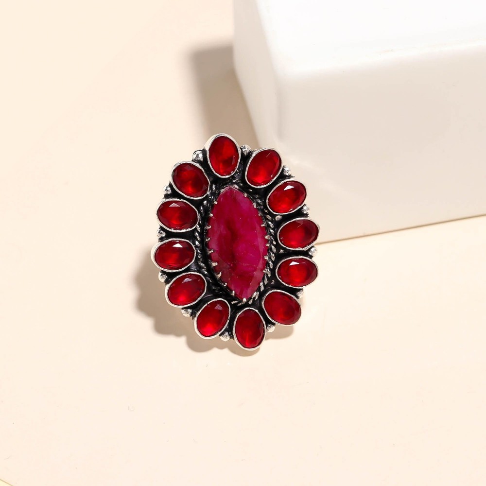 Natural Ruby, Garnet Gemstone Handmade 925 Sterling Silver Ring