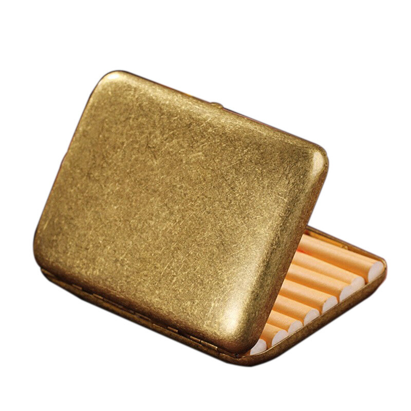 Vintage Solid Brass Copper Cigarette Case Holder Box Collectable Xmas Gift USA