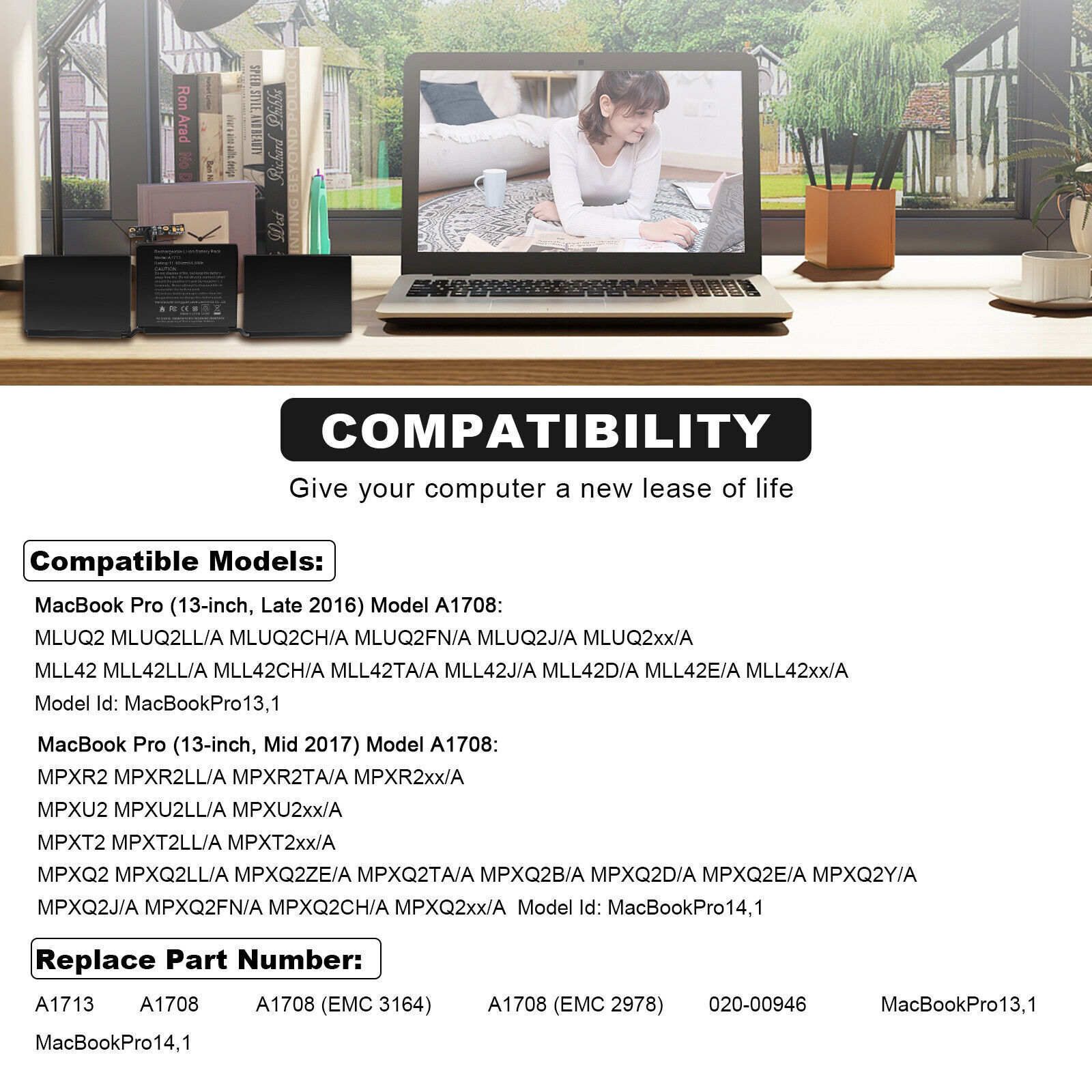 LOT A1713 A1708 Battery For MacBook Pro 13" Late 2016 Mid 2017 EMC 2978 EMC 3164