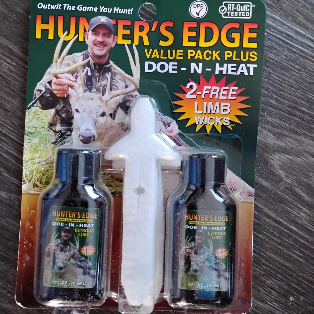 HUNTER'S EDGE - VALUE PACK PLUS DOE-N-HEAT DEER LURE !! INCLUDES TWO LIMB WICKS