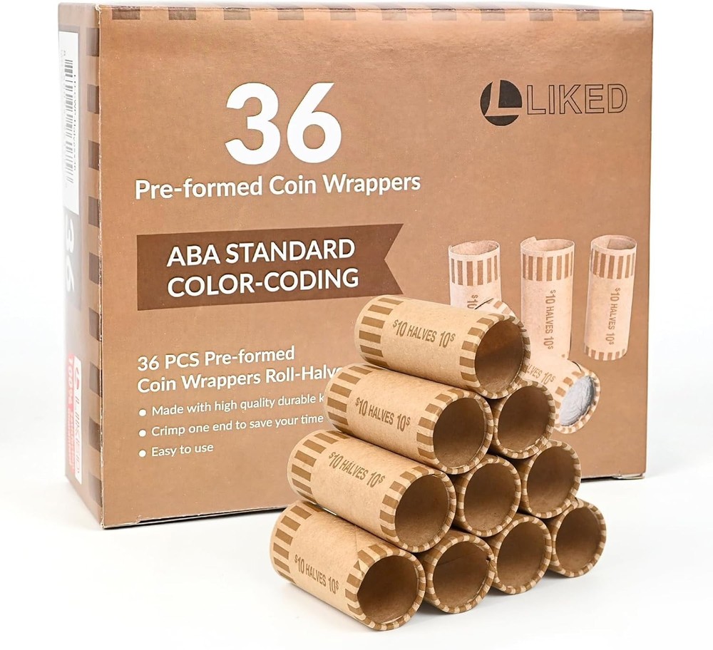 Durable 36 PCS Preformed Coin Wrappers - Ideal for Half Dollar Storage Solutions