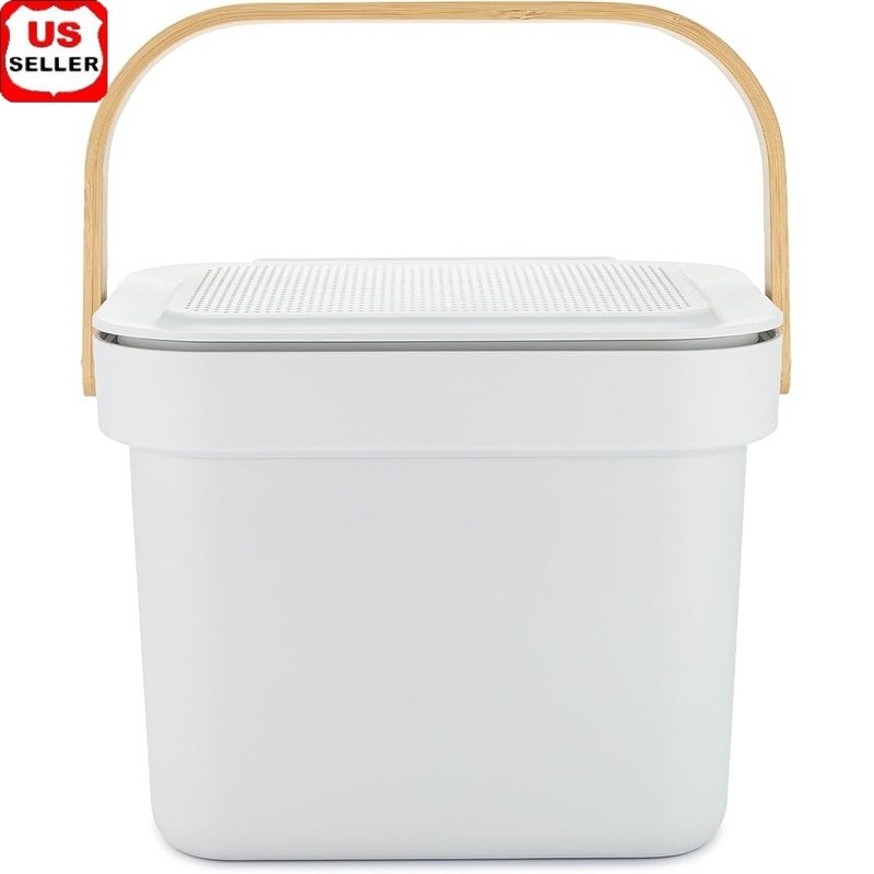 Stainless Steel Compost Bin Odor Control Easy Clean Kitchen Waste Collector New